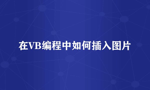 在VB编程中如何插入图片