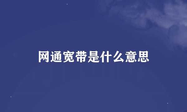 网通宽带是什么意思