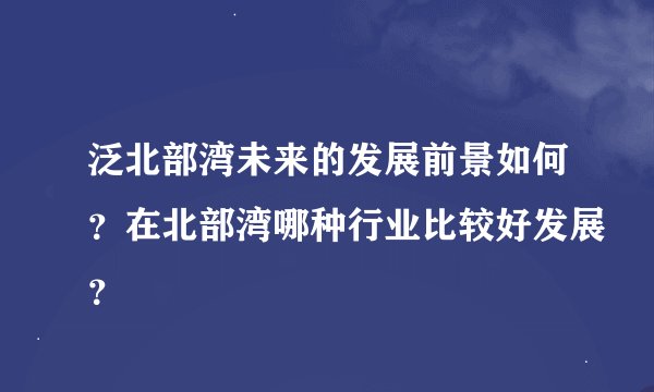 泛北部湾未来的发展前景如何？在北部湾哪种行业比较好发展？