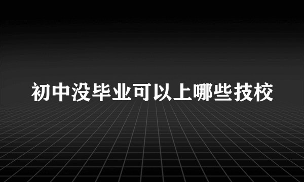 初中没毕业可以上哪些技校