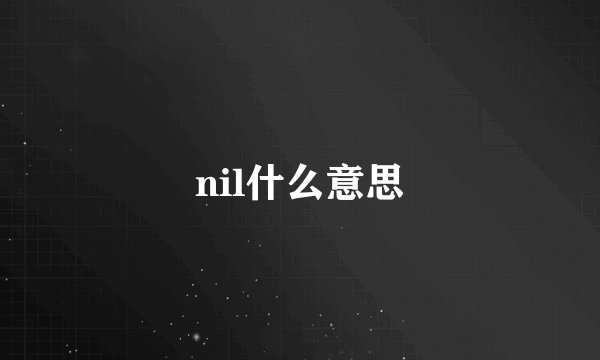 nil什么意思