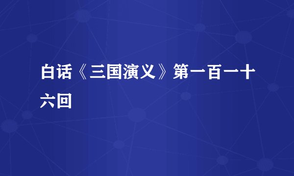 白话《三国演义》第一百一十六回