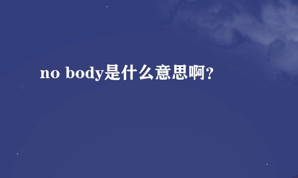 no body是什么意思啊?