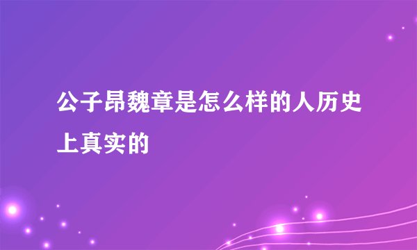 公子昂魏章是怎么样的人历史上真实的