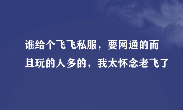谁给个飞飞私服，要网通的而且玩的人多的，我太怀念老飞了