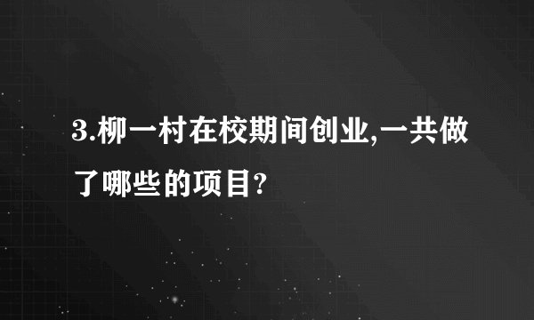 3.柳一村在校期间创业,一共做了哪些的项目?