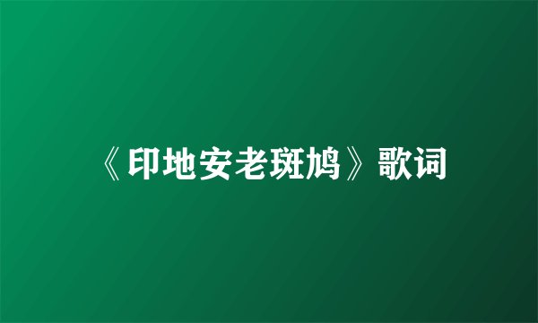 《印地安老斑鸠》歌词