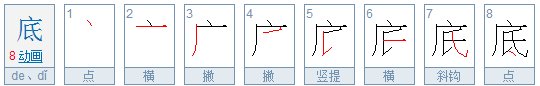 底的笔顺笔画顺序