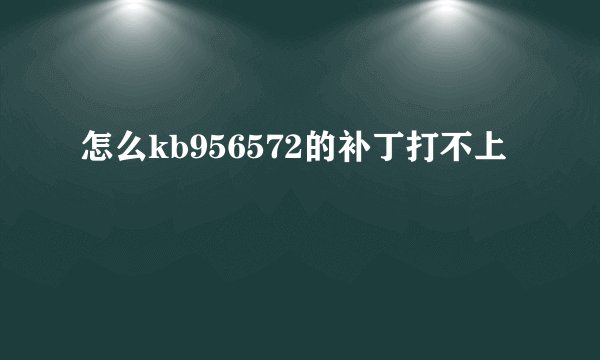 怎么kb956572的补丁打不上
