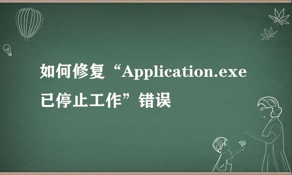 如何修复“Application.exe已停止工作”错误
