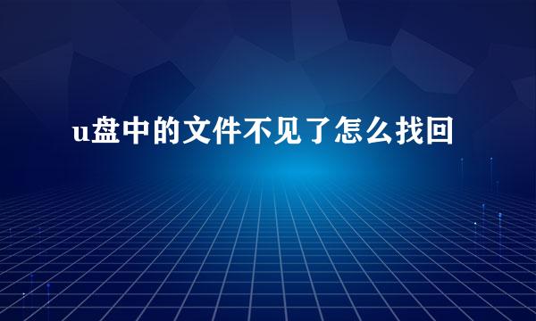 u盘中的文件不见了怎么找回
