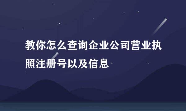 教你怎么查询企业公司营业执照注册号以及信息