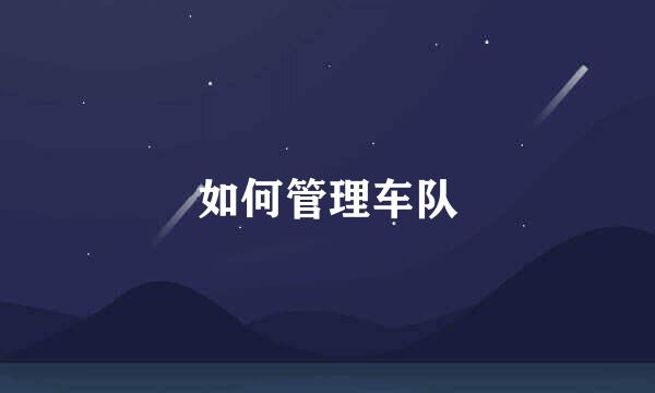 如何管理车队