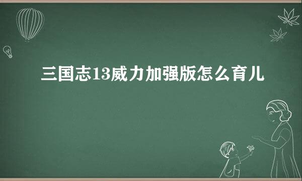 三国志13威力加强版怎么育儿