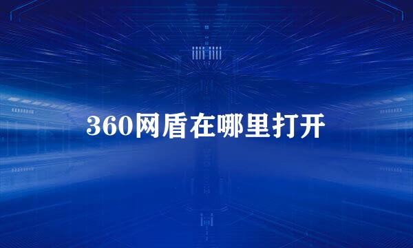 360网盾在哪里打开