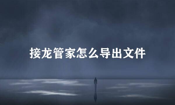 接龙管家怎么导出文件