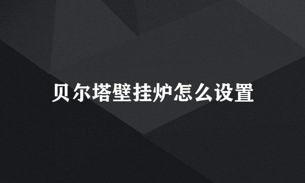 贝尔塔壁挂炉怎么设置