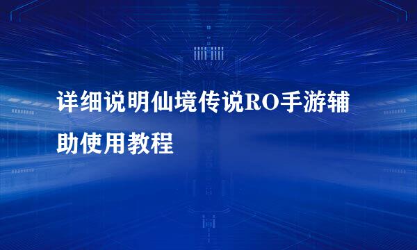 详细说明仙境传说RO手游辅助使用教程