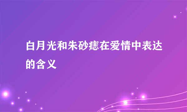 白月光和朱砂痣在爱情中表达的含义