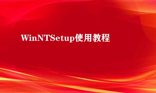 WinNTSetup使用教程