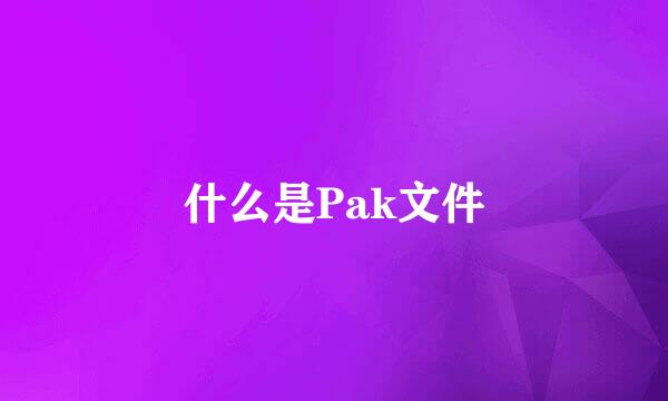 什么是Pak文件