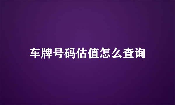 车牌号码估值怎么查询