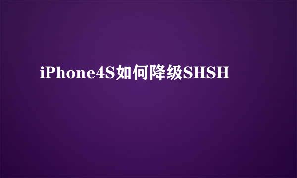 iPhone4S如何降级SHSH
