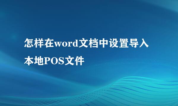 怎样在word文档中设置导入本地POS文件