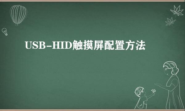 USB-HID触摸屏配置方法