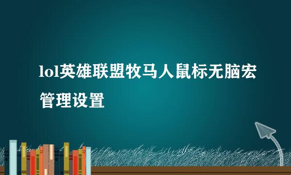 lol英雄联盟牧马人鼠标无脑宏管理设置