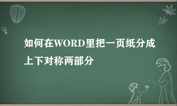 如何在WORD里把一页纸分成上下对称两部分