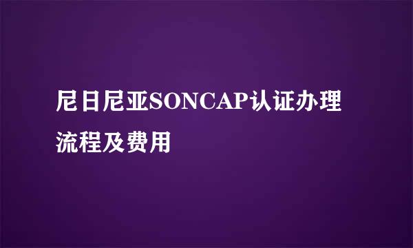 尼日尼亚SONCAP认证办理流程及费用