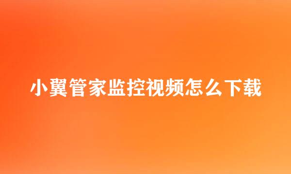 小翼管家监控视频怎么下载