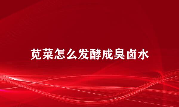 苋菜怎么发酵成臭卤水