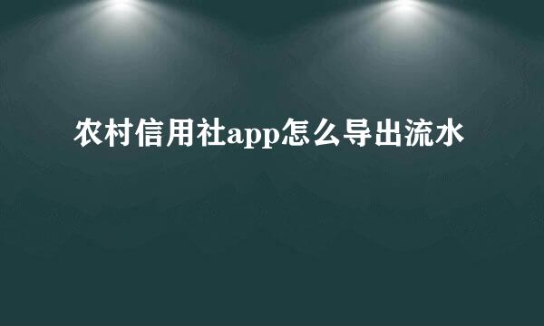 农村信用社app怎么导出流水