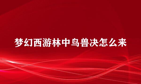 梦幻西游林中鸟兽决怎么来