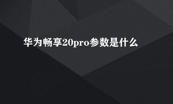 华为畅享20pro参数是什么