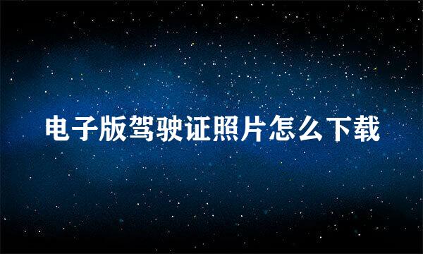 电子版驾驶证照片怎么下载