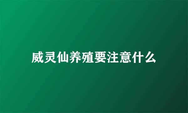 威灵仙养殖要注意什么