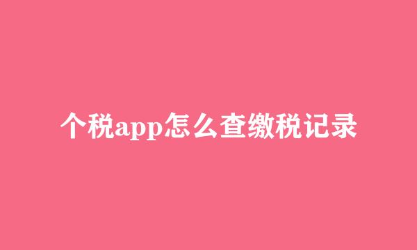 个税app怎么查缴税记录