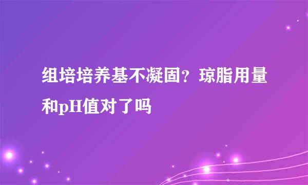 组培培养基不凝固？琼脂用量和pH值对了吗