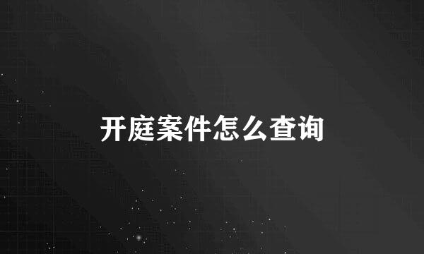 开庭案件怎么查询
