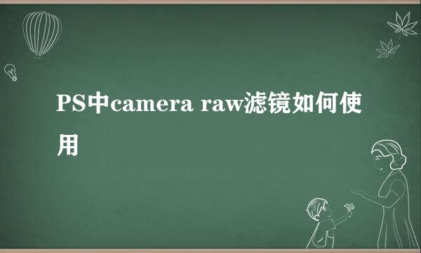 PS中camera raw滤镜如何使用