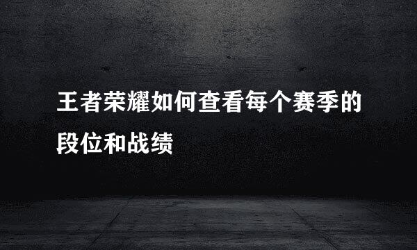 王者荣耀如何查看每个赛季的段位和战绩