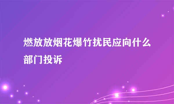 燃放放烟花爆竹扰民应向什么部门投诉