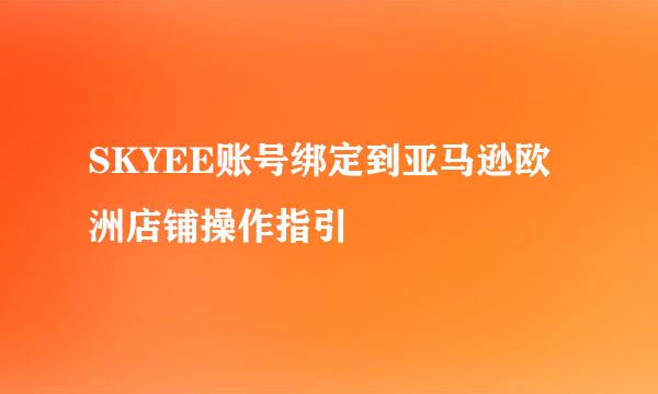 SKYEE账号绑定到亚马逊欧洲店铺操作指引