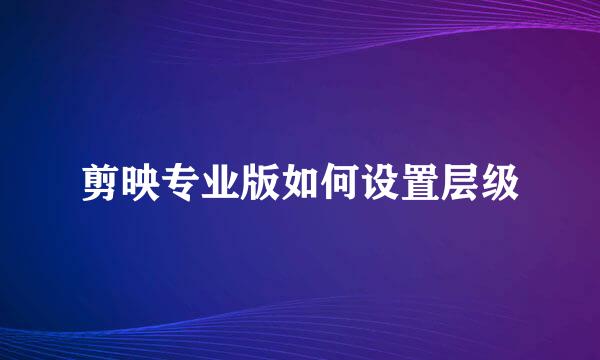 剪映专业版如何设置层级