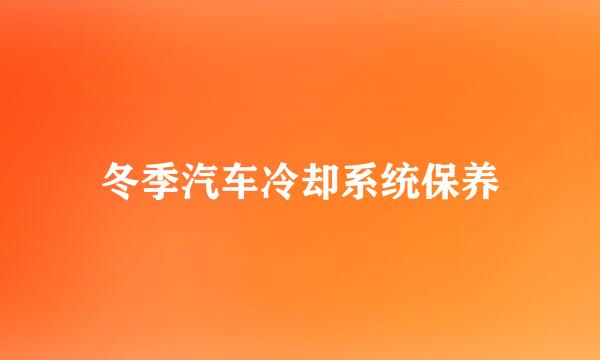 冬季汽车冷却系统保养