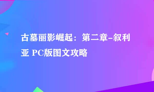 古墓丽影崛起：第二章-叙利亚 PC版图文攻略