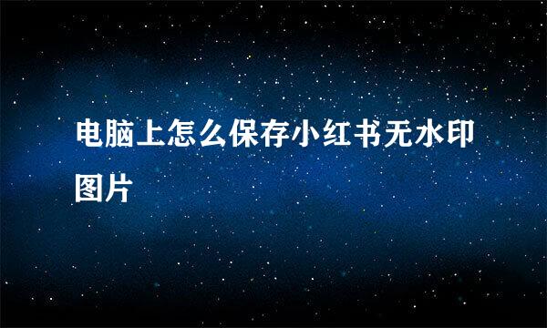 电脑上怎么保存小红书无水印图片
